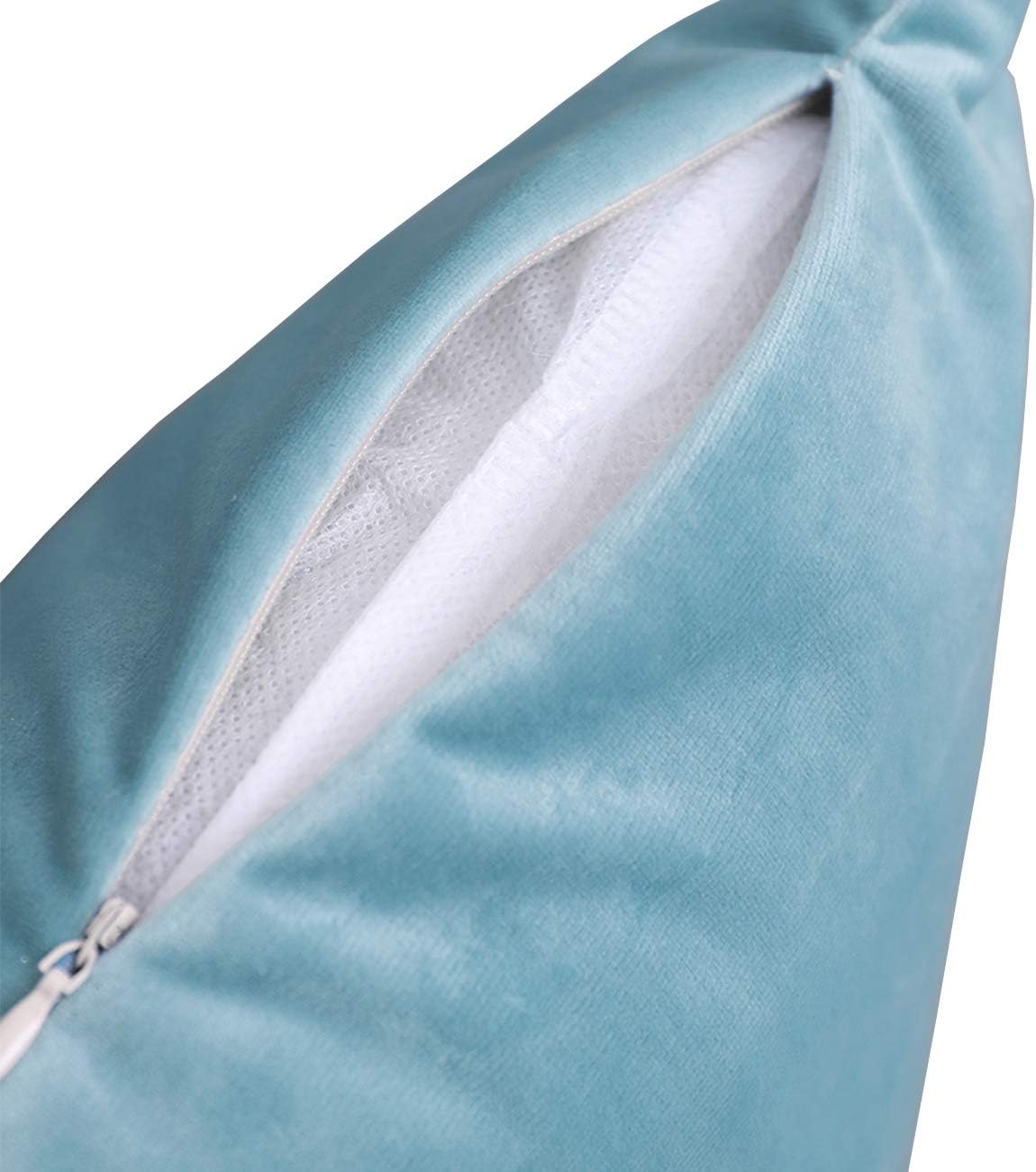 Ogrmar 2PCS Velvet Throw Pillow Covers Decorative Square Pillow Cases Soft Solid Cushion Cover for Sofa Couch Home Car Decor (Light Blue, 18" x 18")