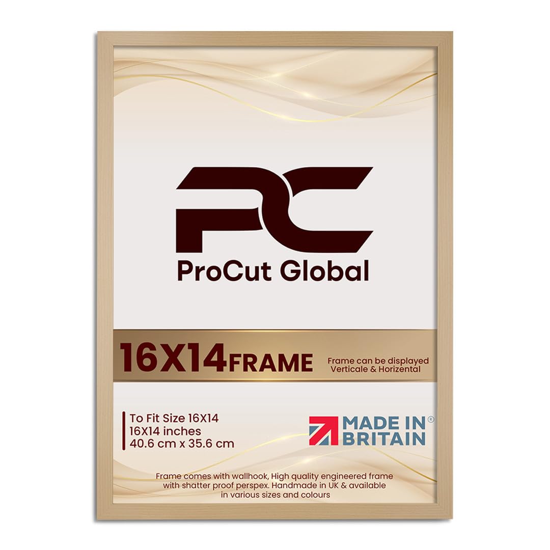 Procut Global 16X14 Country Pine Picture Frames - Modern Wooden Photo Frame with Shatterproof Perspex for Wall or Tabletop - Perfect for Posters, Certificates, Prints - Sizes & Colors Available