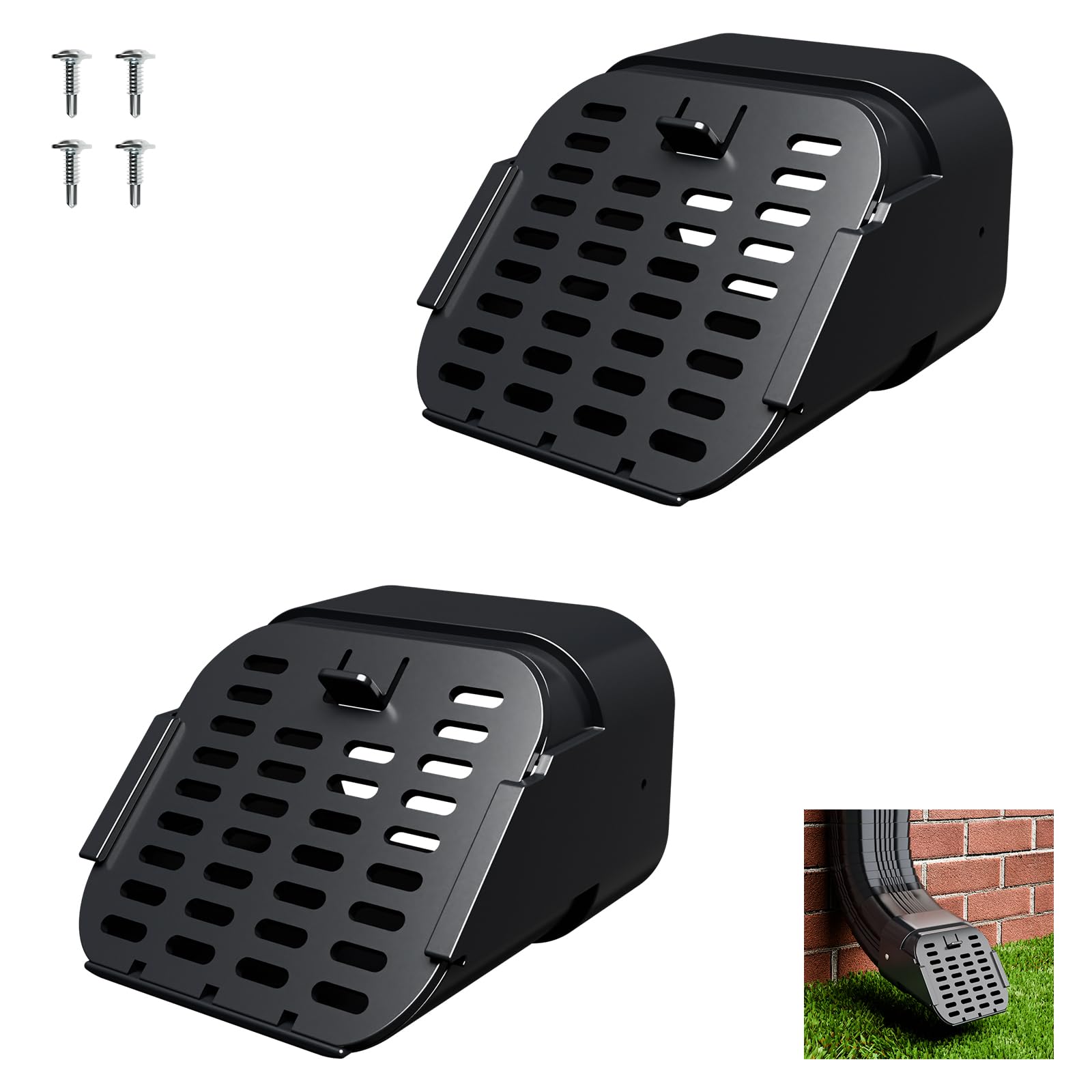 Paquete de 2 protectores de canalón de bajante – Accesorio de extensión de canalón, se adapta a codos de bajante tipo A de 2 x 3 pulgadas (2 unidades)