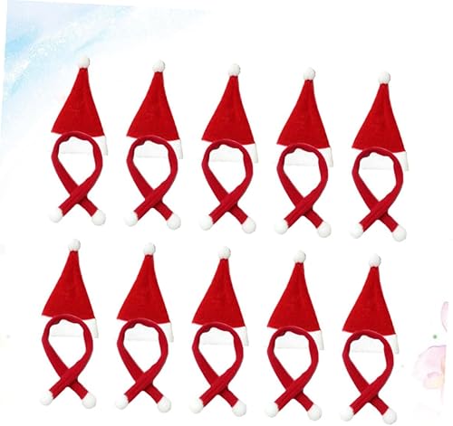 Miniatura 4 de BESTOYARD 60 piezas de bufanda de Navidad de gato, mini sombrero de Navidad, mini sombrero de Navidad, bolsas de cubiertos de vacaciones, mini