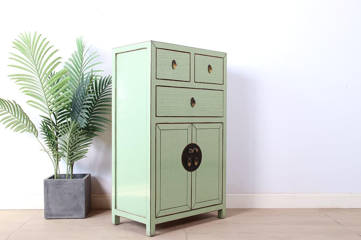 commode chinoise buffet 3 poussée 2 portes menthe RAL6019