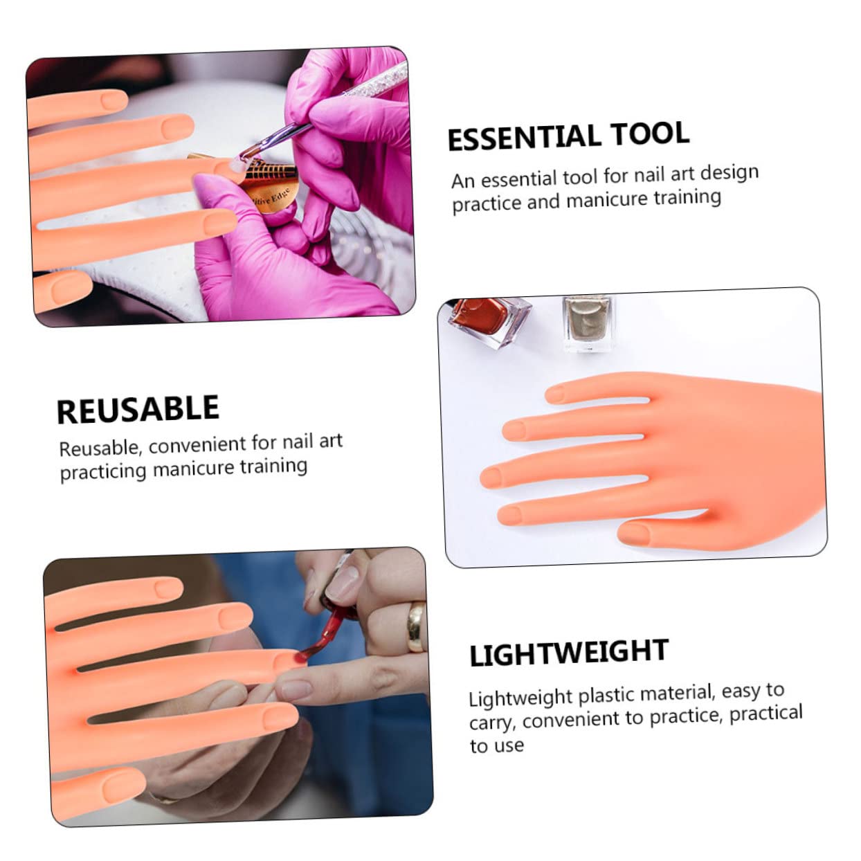 VICASKY Professional Nail Art Training Hand 1 Set Manicure Model Realistic Silicone Prosthetic Hand