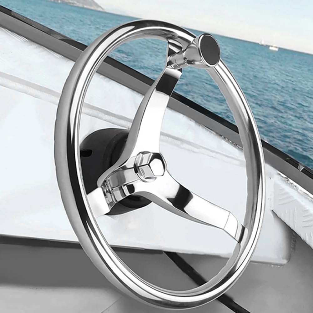 Edelstahl-Schiff Lenkrad für Marine Boot Yacht mit Steuerung für Kabelhelm 316 Edelstahl Steuerrad