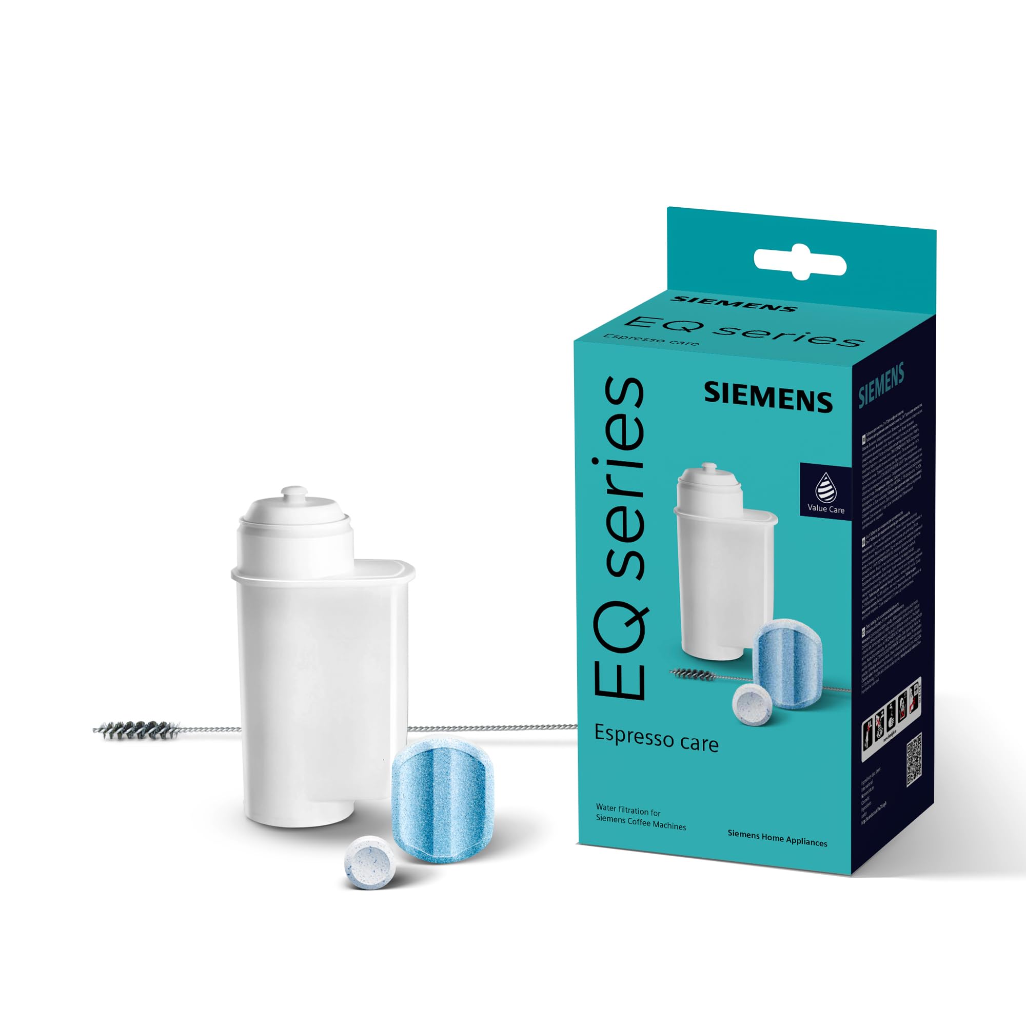 Siemens Care set, tablettes de nettoyage et de détartrage, filtre à eau BRITA Intenza, spécialement conçues pour la gamme Siemens EQ, TZ80004A/B Formule améliorée TZ80004A