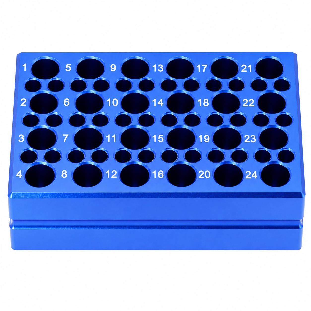 1 PCR Reagenzglasregal mit Aluminium-Kühlblock, 24 Vertiefungen für 1,5 ml/2 ml Tuben, 36 Vertiefungen für 0,2 ml PCR Tuben