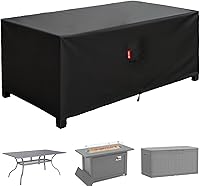 Vista 9 de SheeChung Funda rectangular para hoguera, se adapta a mesas de fuego de 44 a 48 pulgadas, para exteriores, impermeable, anti-rayos UV, 600D, funda
