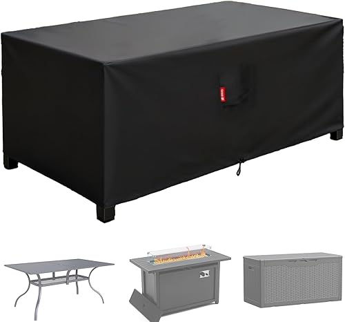 Miniatura 15 de SheeChung Funda rectangular para hoguera, se adapta a mesas de fuego de 44 a 48 pulgadas, para exteriores, impermeable, anti-rayos UV, 600D, funda