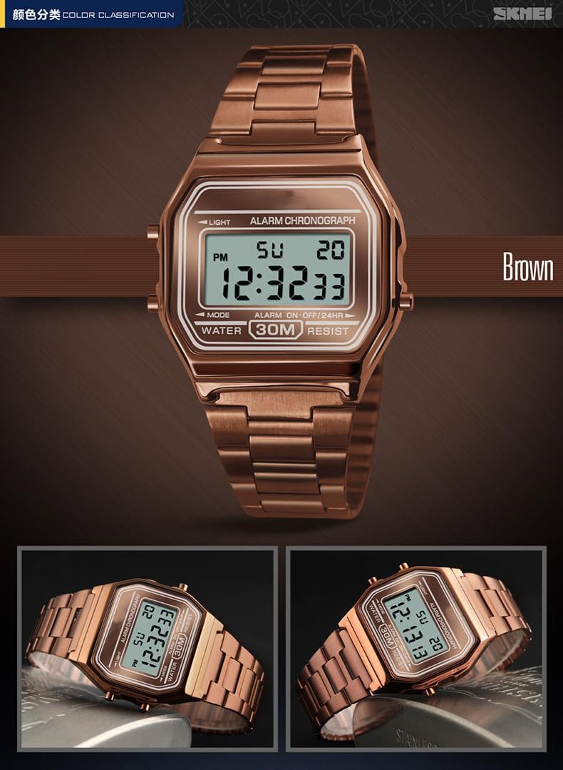 Orologio da polso di lusso di affari 30M impermeabile in acciaio inossidabile orologio sportivo orologio digitale orologio da polso
