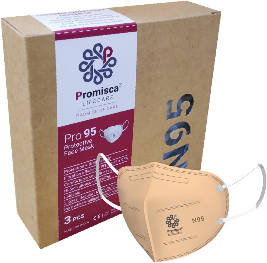 N95 Face Mask for Adults and Kids Mask in four sizes (Regular Pack of 3, Orange)