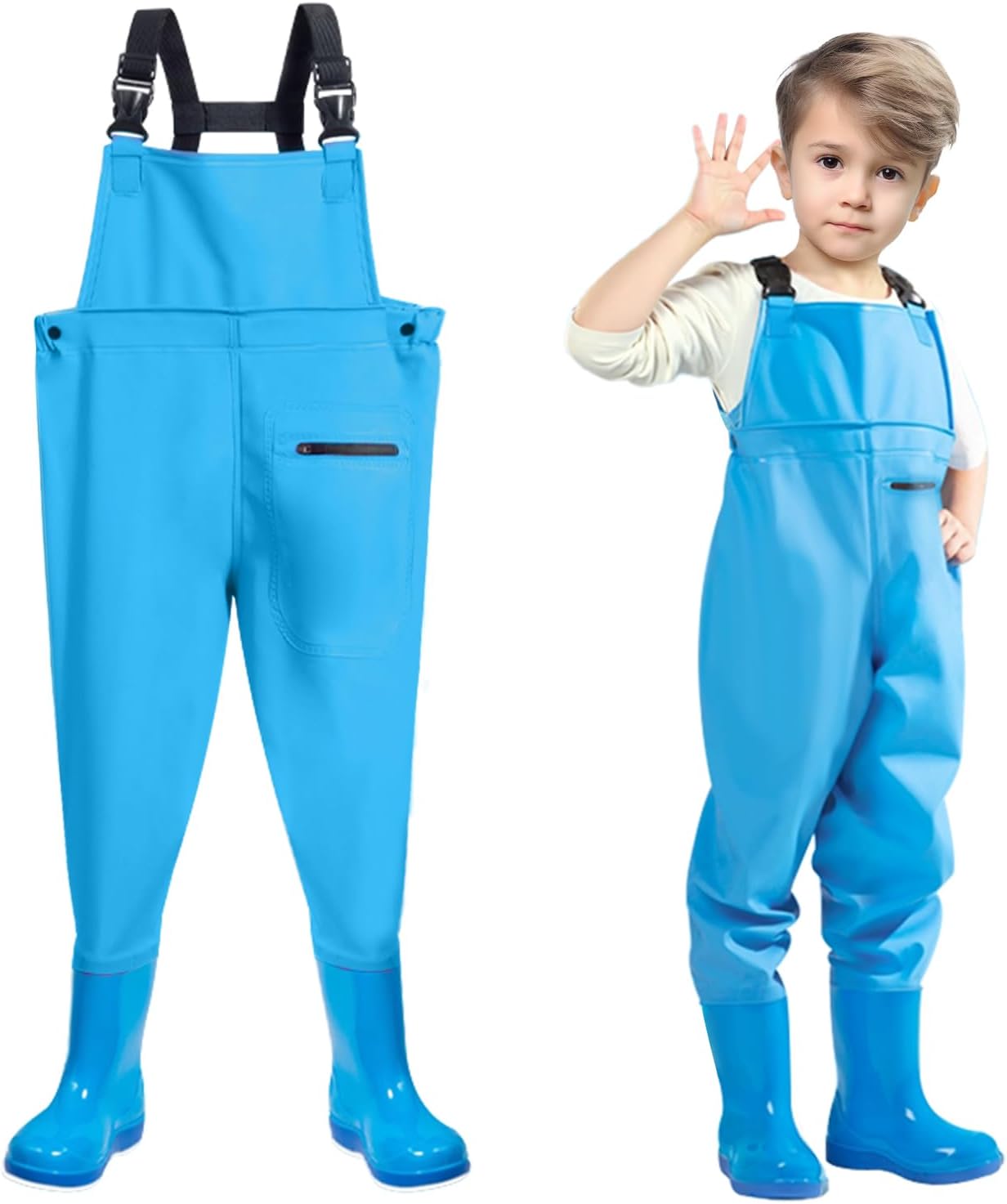 Kids Chest Wader with Non-Slip Boots,Youth Fishing Hunting Waterproof Waiters, Children Boys Girls Breathable Waders
