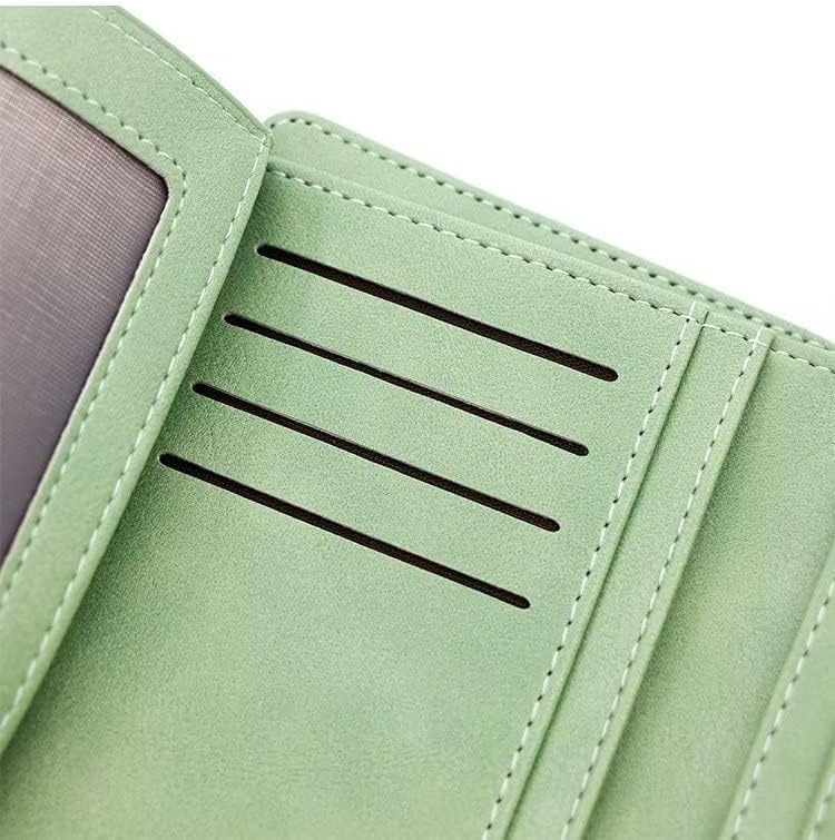 Women's Compact Bifold Wallet - Minimalist Solid Color Faux Leather with Zipper & Snap Closure, Card Slots, Large Bill & Photo Compartment - Easy-Clean, Classic Purse for Everyday Use2