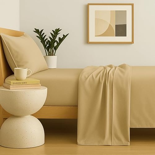 Miniatura 2 de Peru Pima Juego de sábanas - Tamaño individual, 3 piezas, 100% algodón Pima peruano, satén, 600 hilos, refrescante, transpirable y suave, ropa de