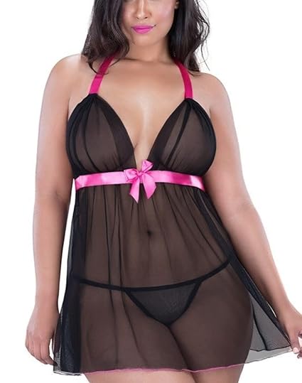 Xs and Os Women Nightwear Mesh Babydoll Lingerie with Panty