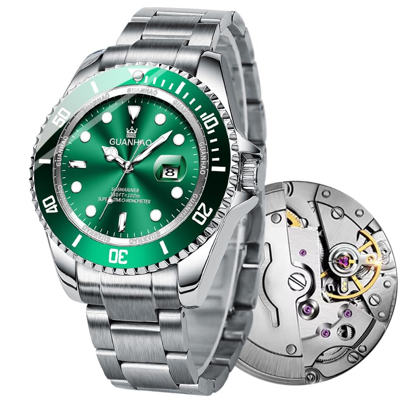 Montre de plongée mécanique automatique homme GUANHAO étanche 100m cadran lumineux sport luxe