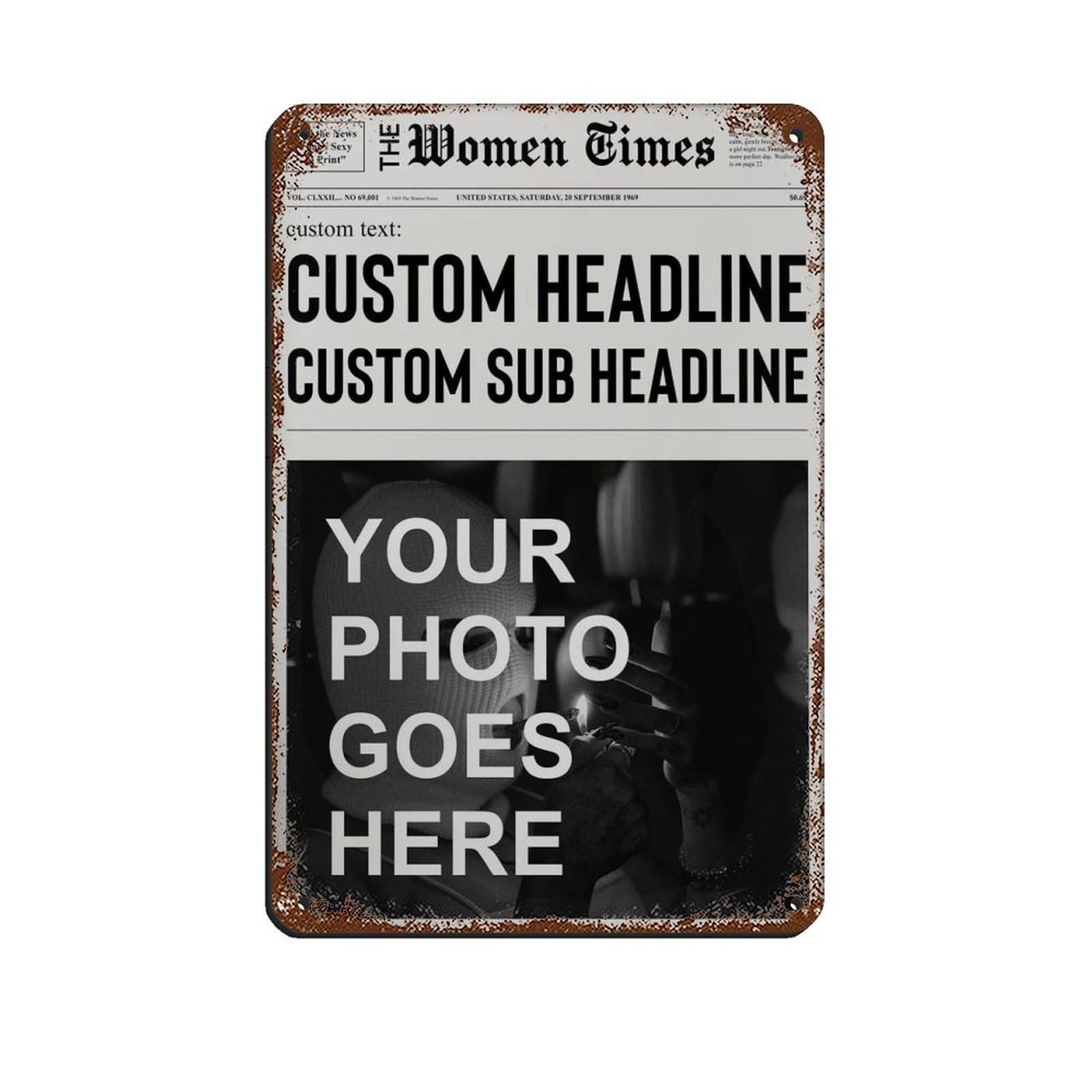 BreakCustom Newspaper, Girl Dorm Room Art Tin Sign Vintage Metal Pub Club Cafe Bar Home Wall Art Decoration Poster Retro 8x12inch(20x30cm)