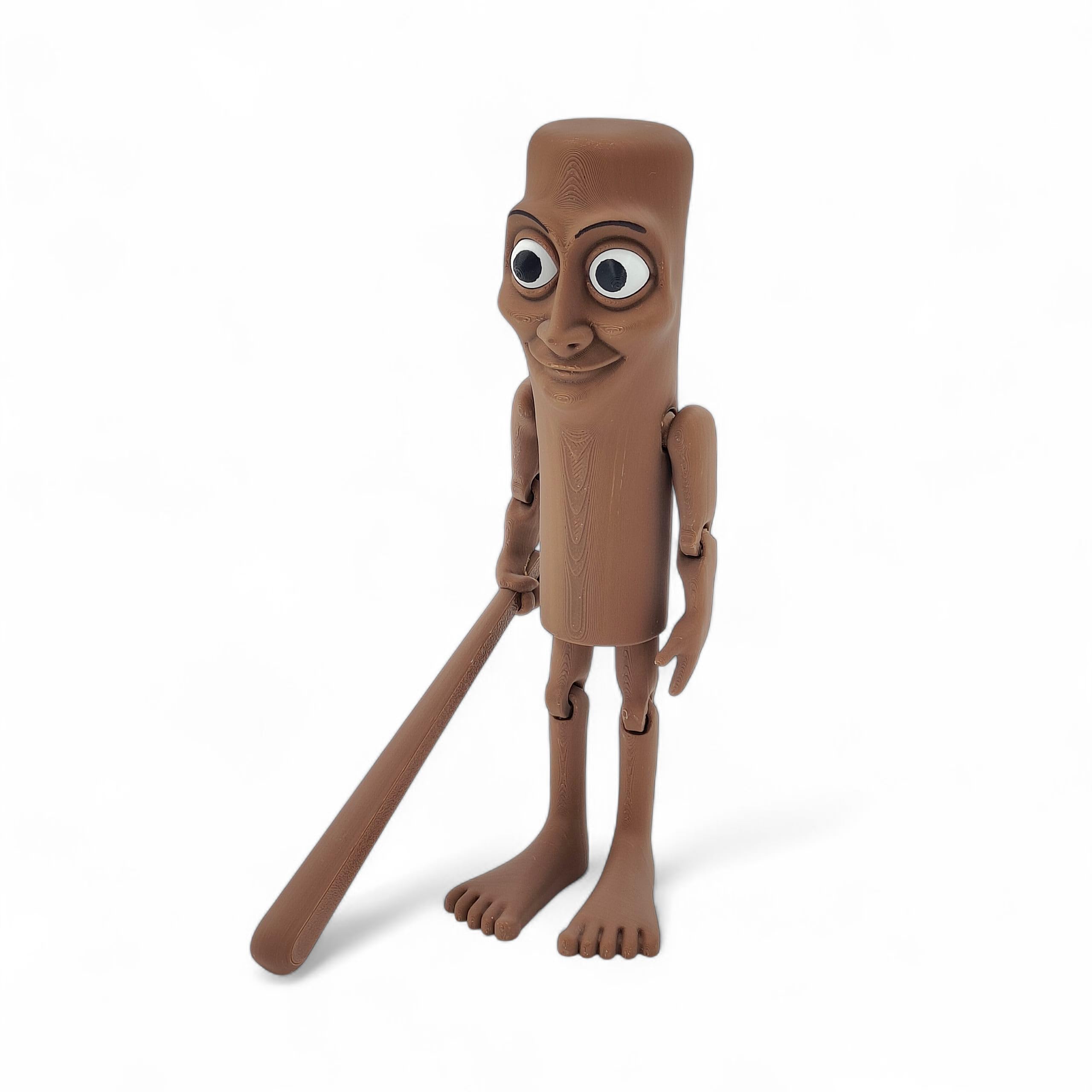 Tung Tung Tung Sahur Action Figure | 6-Inch Meme Toy | Italian Brainrot Collectible | 3D Printed Articulated Model with Bat | Funny Viral Figurine Gift | Brown (Pack of 1)-image-8