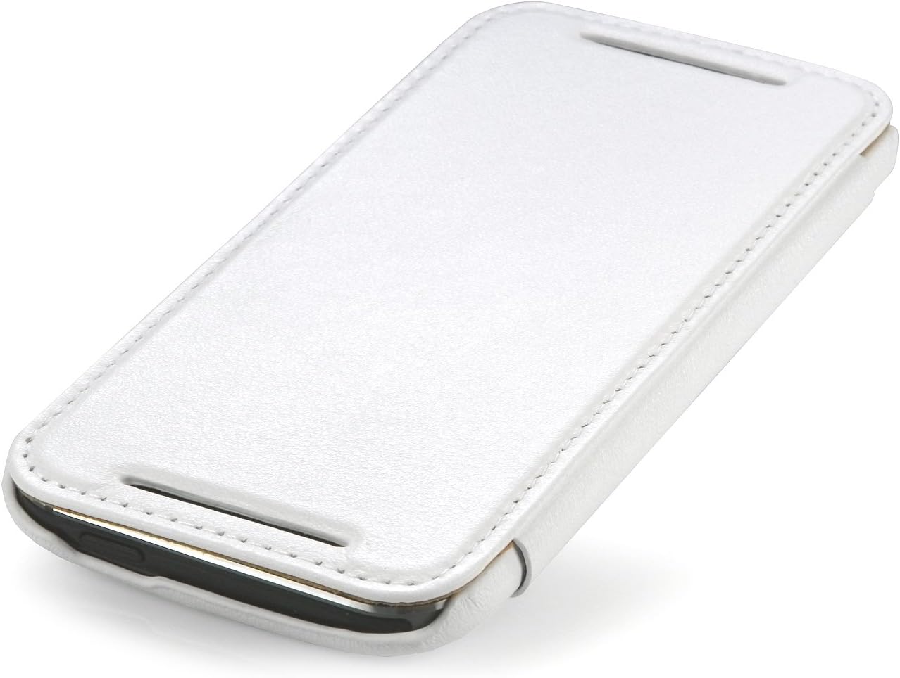 StilGut® Book Type, Leather Case for HTC One M8 & M8s, White Nappa