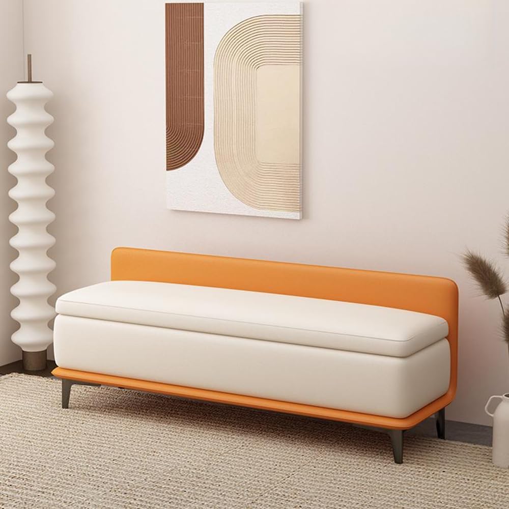 LITFAD Leather Rectangular Entryway Bench with Stockroom Storage, Padded Upholstery, Simplistic Style Indoor Living Room Bench Modern Shoe Changing Benchs, Dark Gray, 63" L x 16" W x 19.5" H