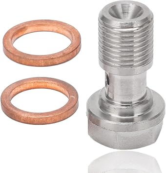 7/16in24 Banjo Bolt, Brake Banjo Bolt with 1.5mm Restrictor Stainless Steel for Brake Lines Clutch Lines Turbo Oil Feed 1