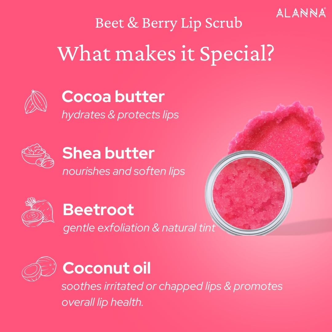 ALANNA Day Lip ButterMask & Beet and Berry Lip Scrub | For Dark & Dry Lips | For Dark Pigmented Lips - Image 7 thumbnail