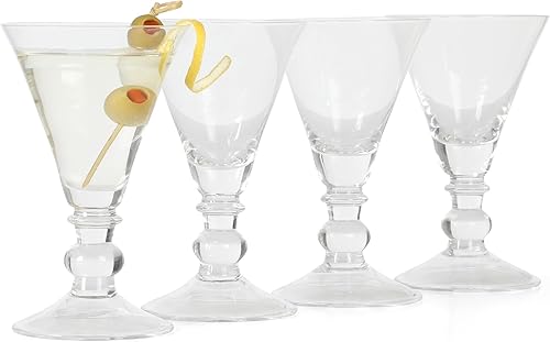 Martha Stewart Crispa - Juego de cristalería hecha a mano de 4 piezas, 10 onzas