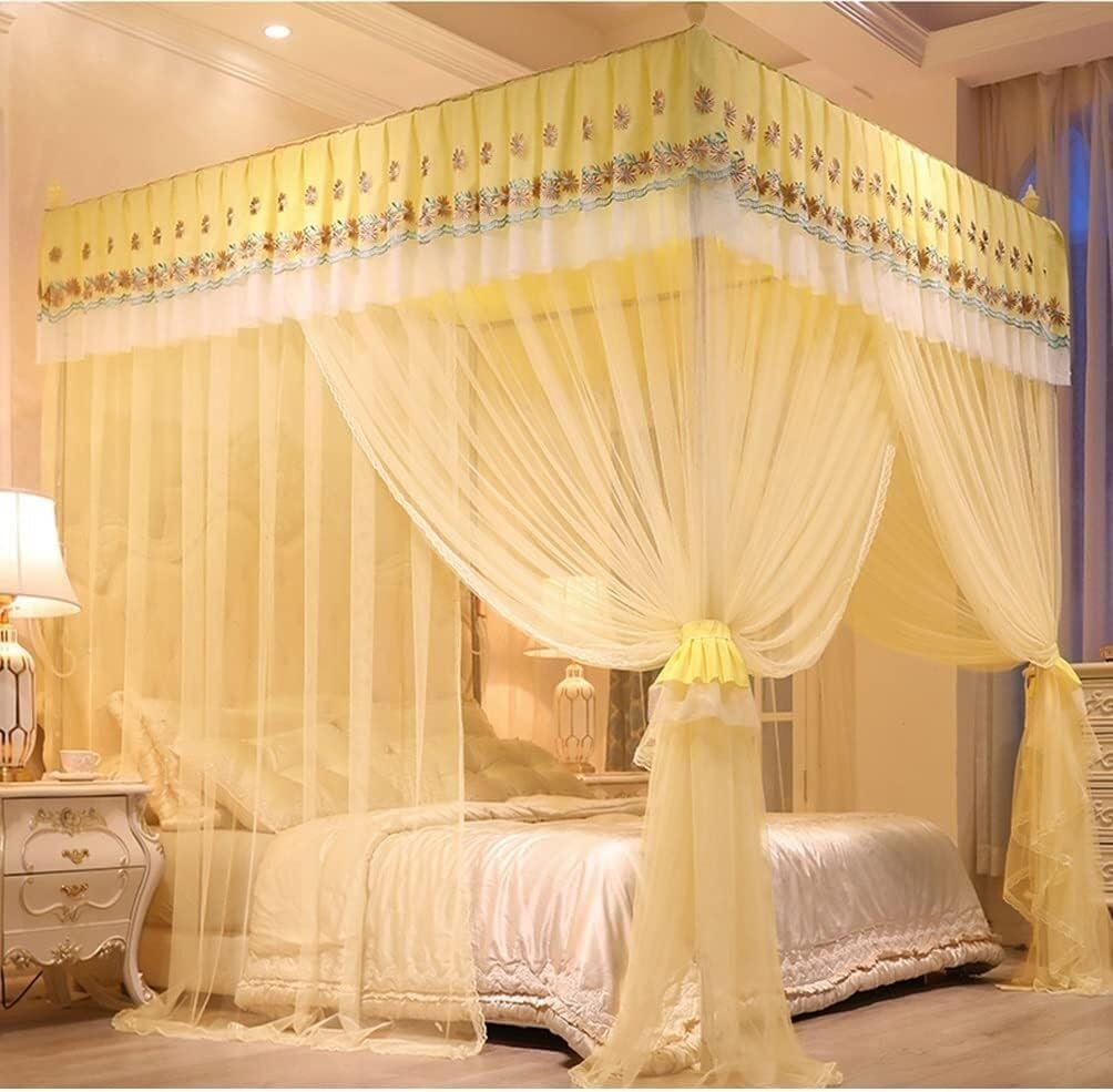 Princess Room Bedspread Mosquito Net, 1.5M/1.8M/2M Deluxe Bedspread with Bracket (Colour: Blue-2, Size: 180x200cm/71x79 Inch) (Color : Pink-3, Size : 180X220cm/71X87inch)