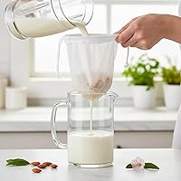 Vista 3 de Kimmama Paquete de 4 bolsas de leche de nueces, colador de nailon de grado alimenticio, bolsa de tela de queso de 7.9 x 11.8 pulgadas para colar