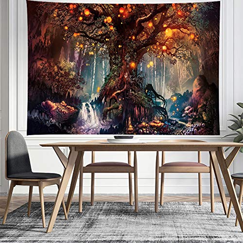 Dbllf Fantasy Magical Tree Tapestry Birch Tree Stream In Enchanted Forest Wall Tapestry, Large 92.5"X 70.9" Flannel Art Tapestries Nature Landscape Abstract Artwork Backdrop, For Home Decor Gtzydb1799 #TOP6