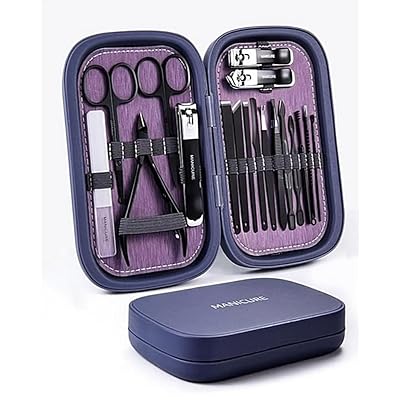 18 Piece Purple Professional Multifunctional Stainless Carbon Steel Nail Clipper Manicure Pedicure Set