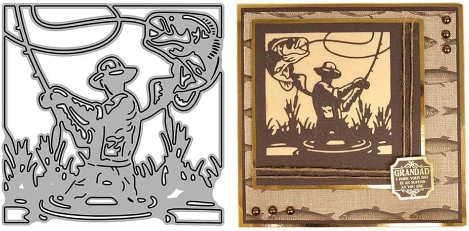 Troqueles de corte de pesca para hacer tarjetas, troqueles de corte de metal para bricolaje álbumes de recortes, álbum de fotos, papel decorativo,