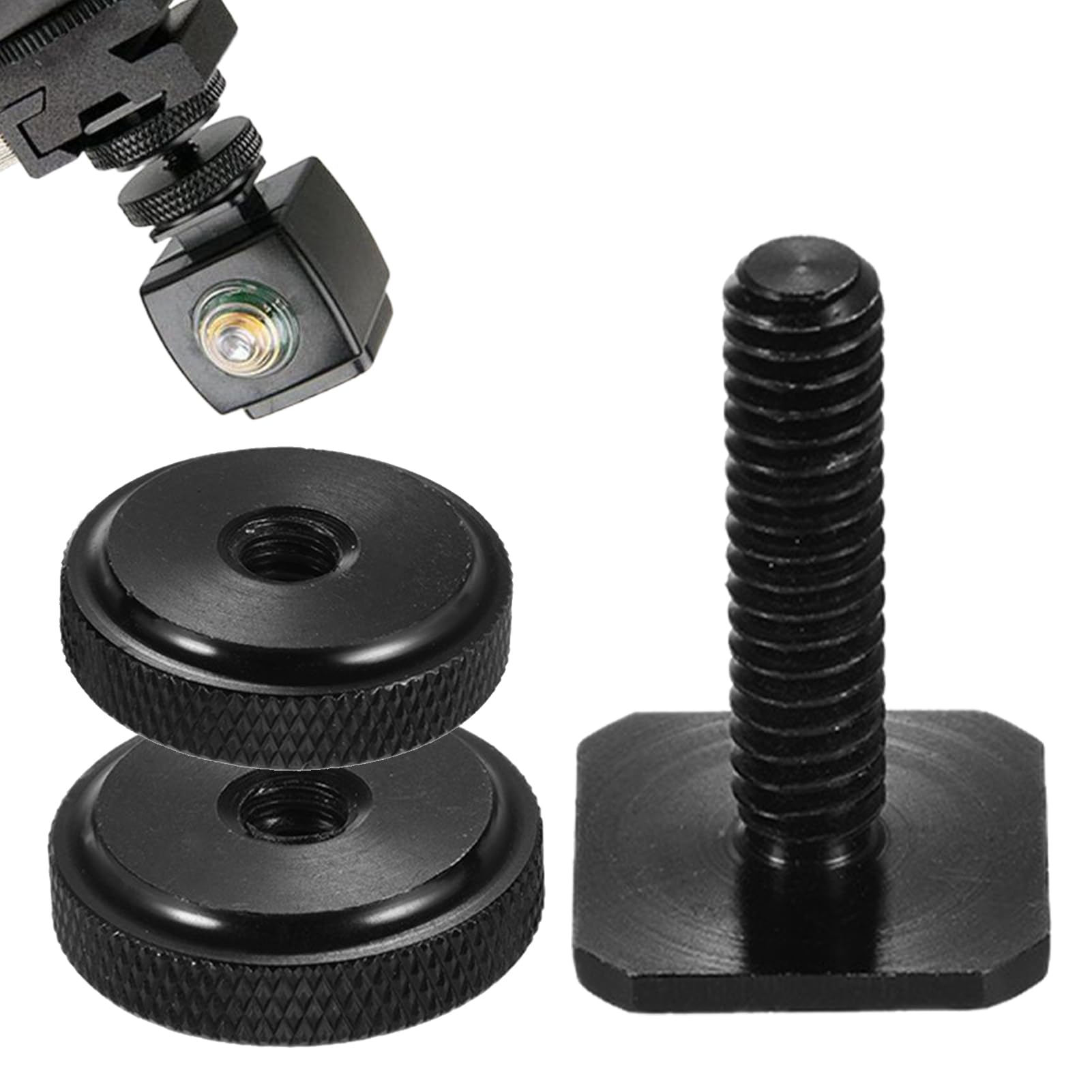 Adattatore Filettatura Femmina 1/4" A Slitta Hot Shoe | Convertitore Da 1/4 Maschio A 1/4 Per Bracci Magici E Luci Video, Alluminio CNC