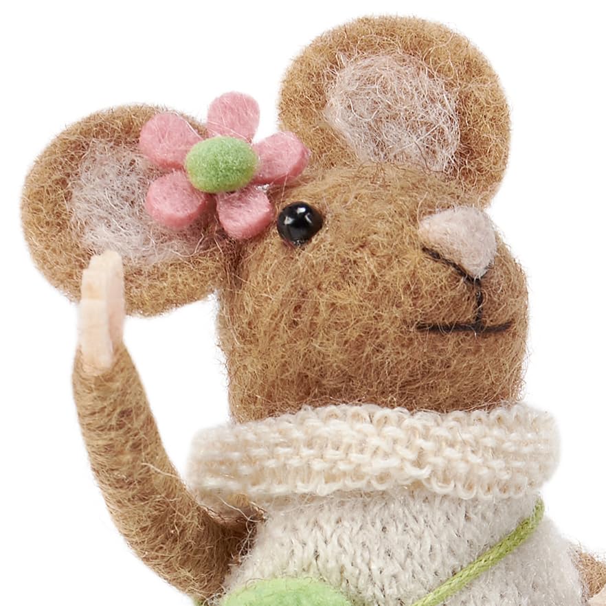 Ratón de fieltro con palo selfie para decorar estanterías salones 5