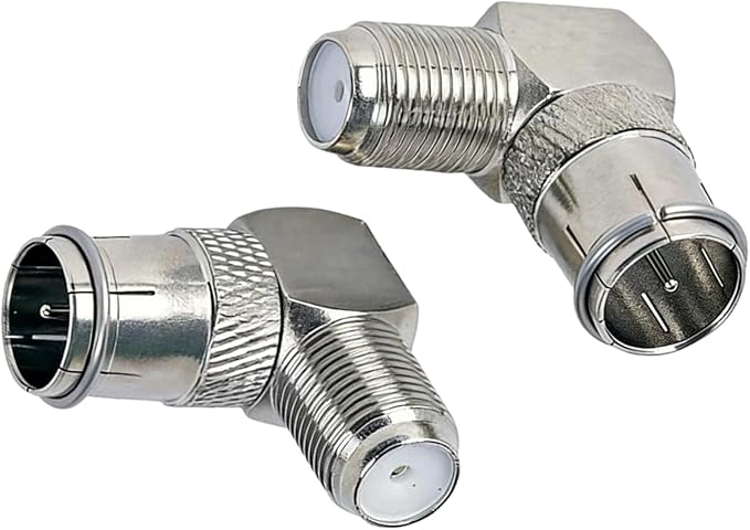 Adaptador F Macho a Hembra 90° 2 Paq Conector Coaxial RG6 miniatura 3