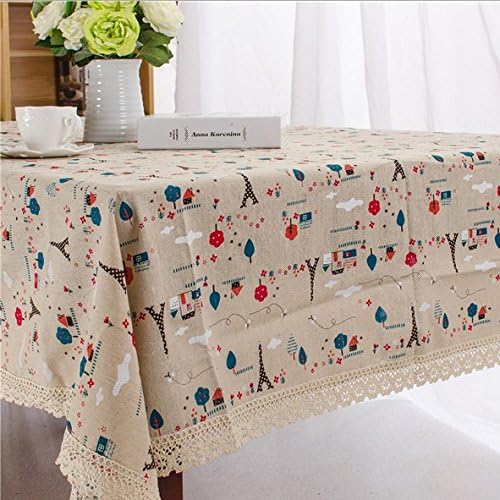 Eazzzy Tablecloth Table Cover Cloth Linen Natural Pastoral Fabric Rectangle Squre Beige Napkin Paris France City Eiffel Tower (23"x23")