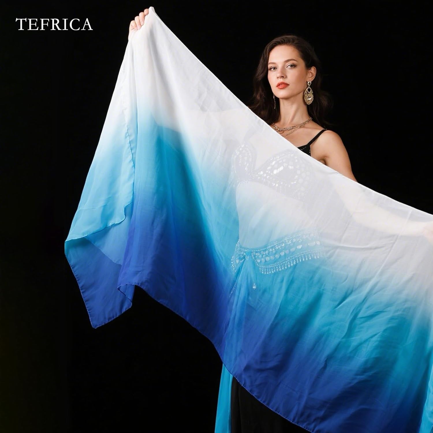 Women's Hand Made Chinese Real Silk Belly Dance Veils Gradient Colors 250 * 114cm - Image 4