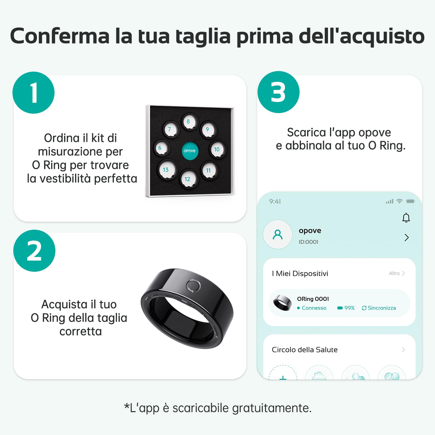 opove Smart Ring, Anello Smart con App Senza Abbonamento, Monitoraggio del Sonno, Frequenza Cardiaca, HRV, Anello Fitness Tracker, Batteria fino a 8-12 Giorni, Compatibile con iOS & Android, Nero-9