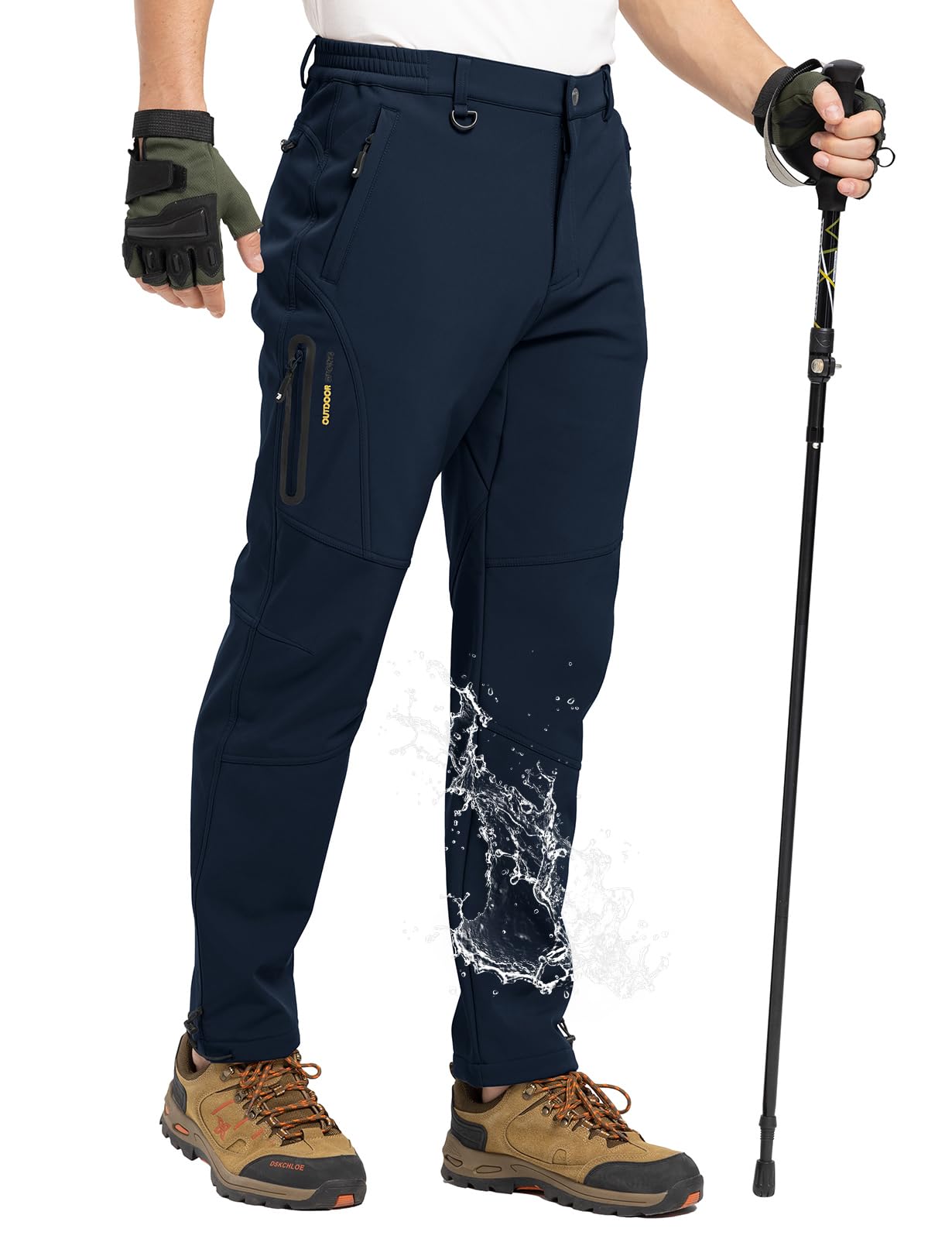 Snapklik.com : Mens Winter Hiking Pants Fleece Lined Snow Ski Softshell ...