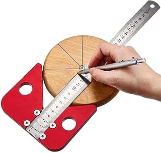 2-in-1 Center Finder Ruler, 45° Liner & Circle Center Scribe Marker, Carpentry Woodworking Precise Measurement Tool