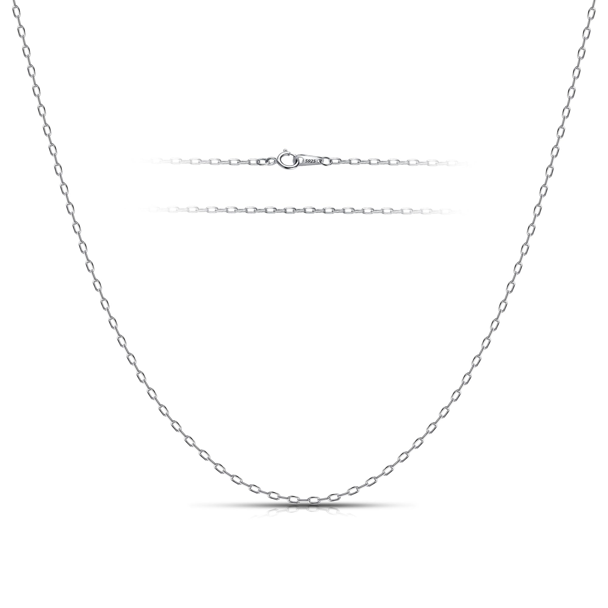 Gacimy 925 Sterling Silver Paperclip Necklace for Women, 1.3MM 1.5MM 1.8MM 2.0MM Width 16" 18" 20" 22" 24" Length with 2" Extension Chains