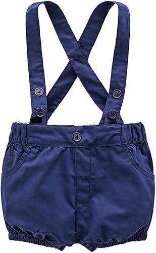 Miniatura 3 de Conjunto de pantalones cortos azules para bebé, trajes formales para bebés