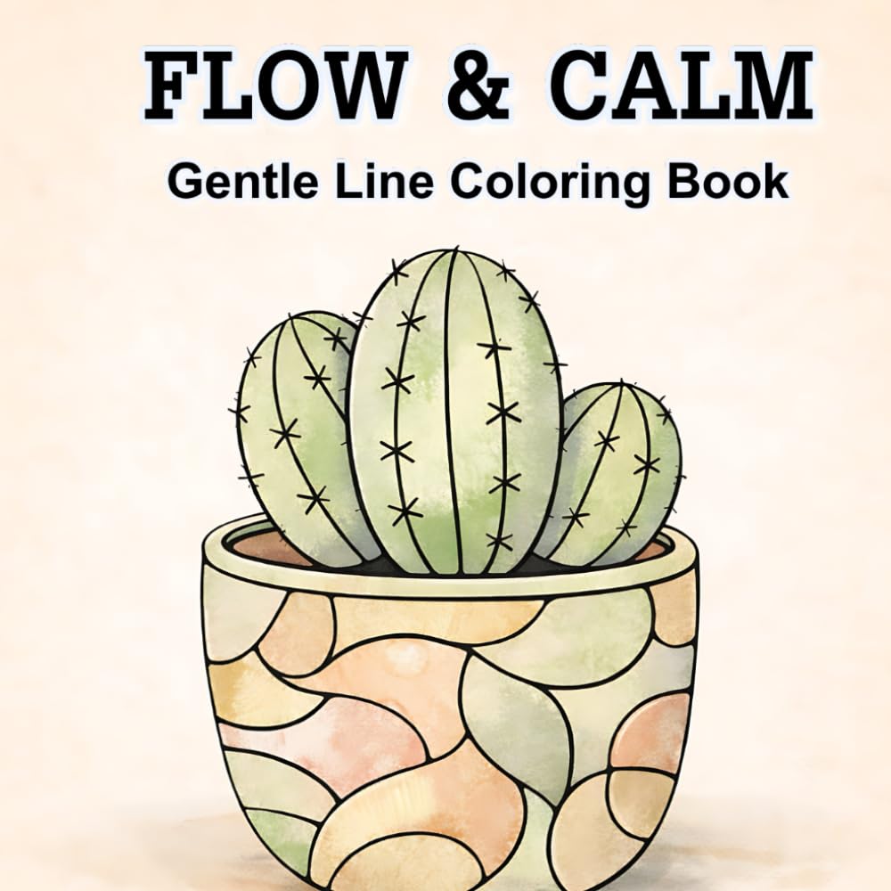 FLOW & CALM: Gentle Line Coloring Book for Adults Simple Objects • Open Space • Calm Coloring