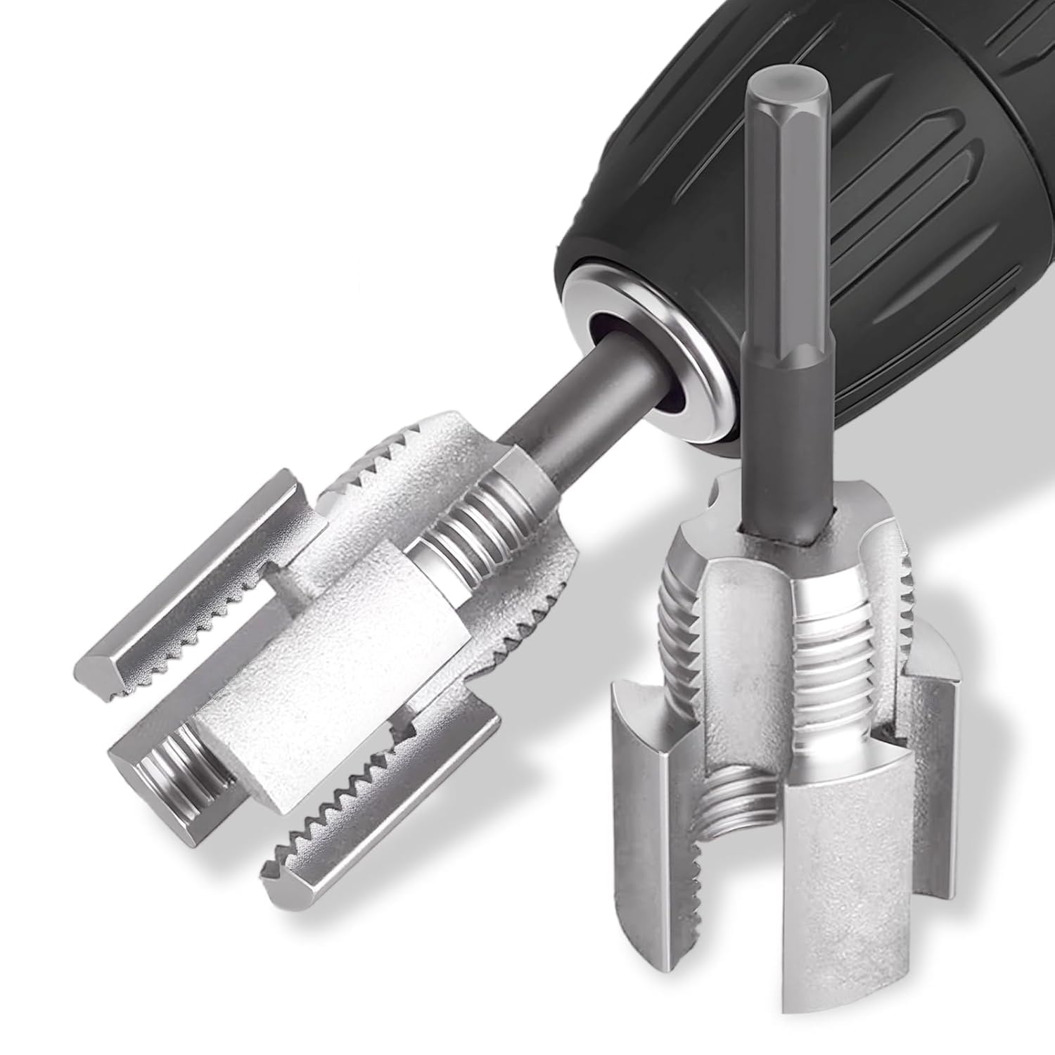 Serplex® pipe threading die heads 2pcs compatible with electric drill, 1/2" NPT and 3/4" NPT pipe threader heads with hex shanks, aluminum alloy plumbing threading die heads set reliable tool kit-image-28