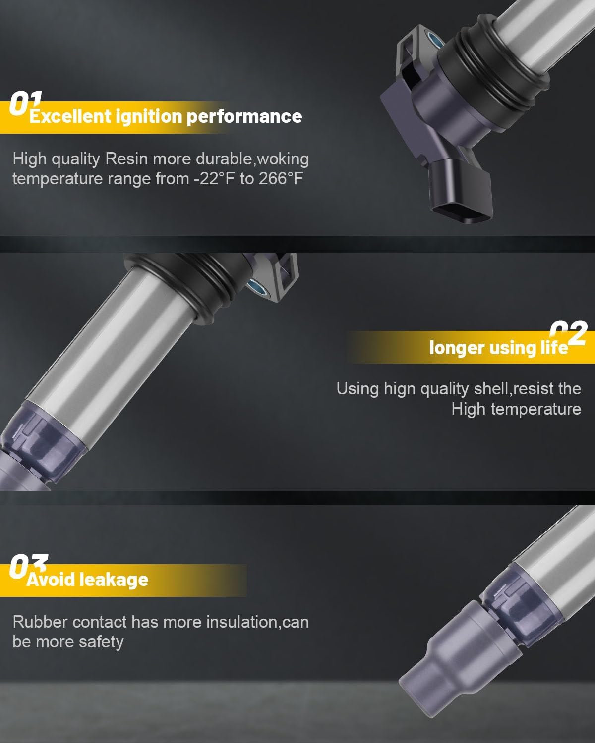 OCPTY 6 ignition coils with 6 iridium Spark Plugs fits C1677 5C1734 E1094 Volvo for Land for Rover S80 V70 XC70 XC90 S60 XC60