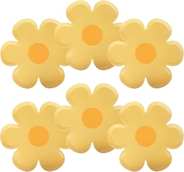 GGBOY 40PCS Daisy Plates Flower Paper Plates, 8" Yellow Daisy Paper Plates Flower Plates Disposable, Groovy Plates Spring Daisy Party Paper Plates Cute Flower Shaped Paper Plates Daisy Party Supplies