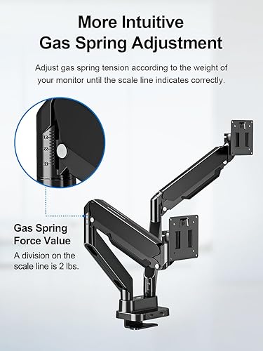 Miniatura 7 de Soporte de monitor doble para pantalla de computadora de máximo 39 pulgadas, soporta 4.4-33 libras cada soporte de escritorio ultraancho, brazo de