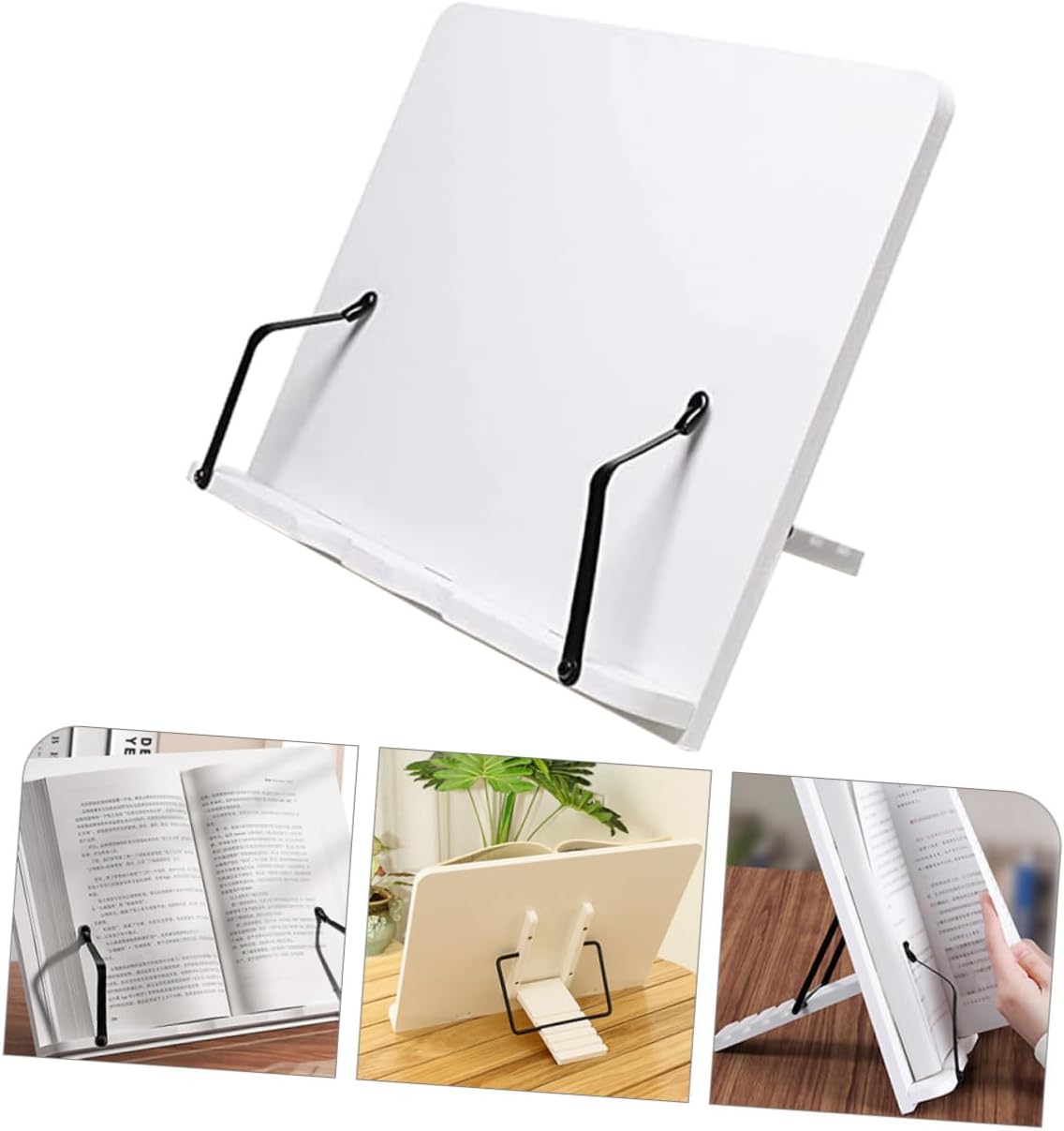 NUOBESTY Wooden Cookbook Stand Adjustable Height Easy-Access Book Holder for Recipes and Music Sheets Sturdy Easel Display for Tablets and Textbooks