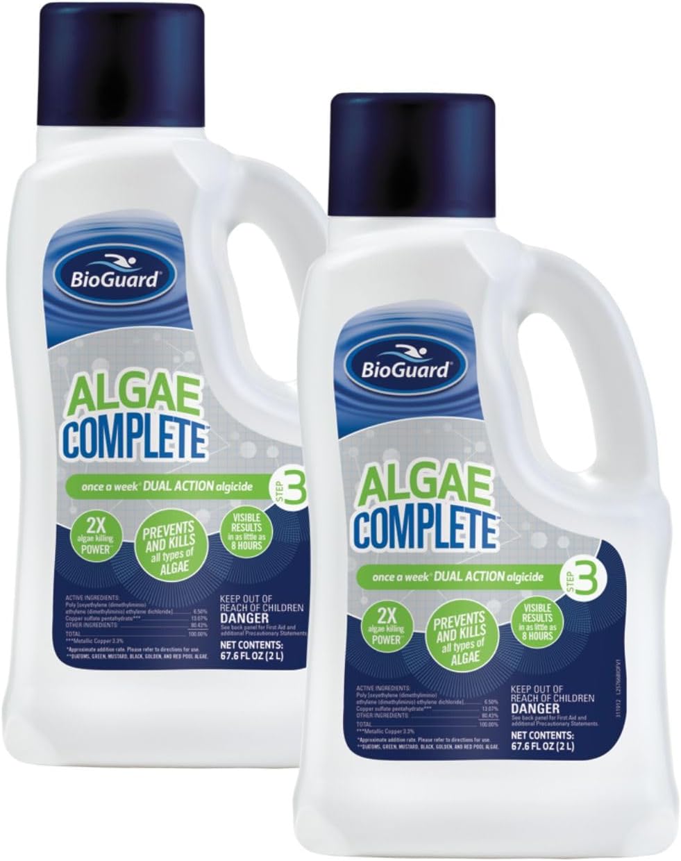 BioGuard Algae Complete, 2L, Single, Dual Action Algaecide, Non-Staining and Non-Foaming, Kills and Prevents All Types of Algae