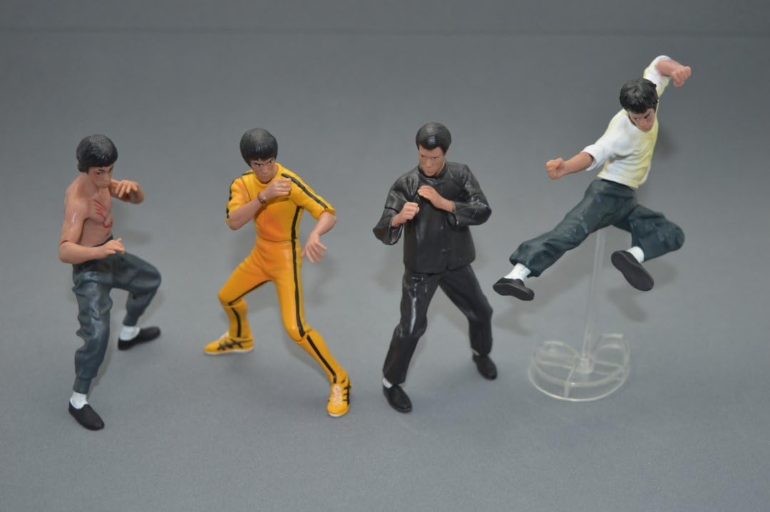 Palmetto Houseares Bruce Lee Figurine 4PCS Collection Set, Average Height of 4 Inch Hard Plastic Resin Figurine, Master of Chinese Kong Fu Martial Arts Ideal Collection Deco Set