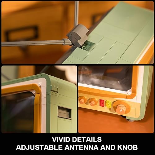 Miniatura 5 de BRICKKK PANTASY - Kit de construcción de TV verde retro, juego de construcción de iconos creativos para adultos, modelos de televisión