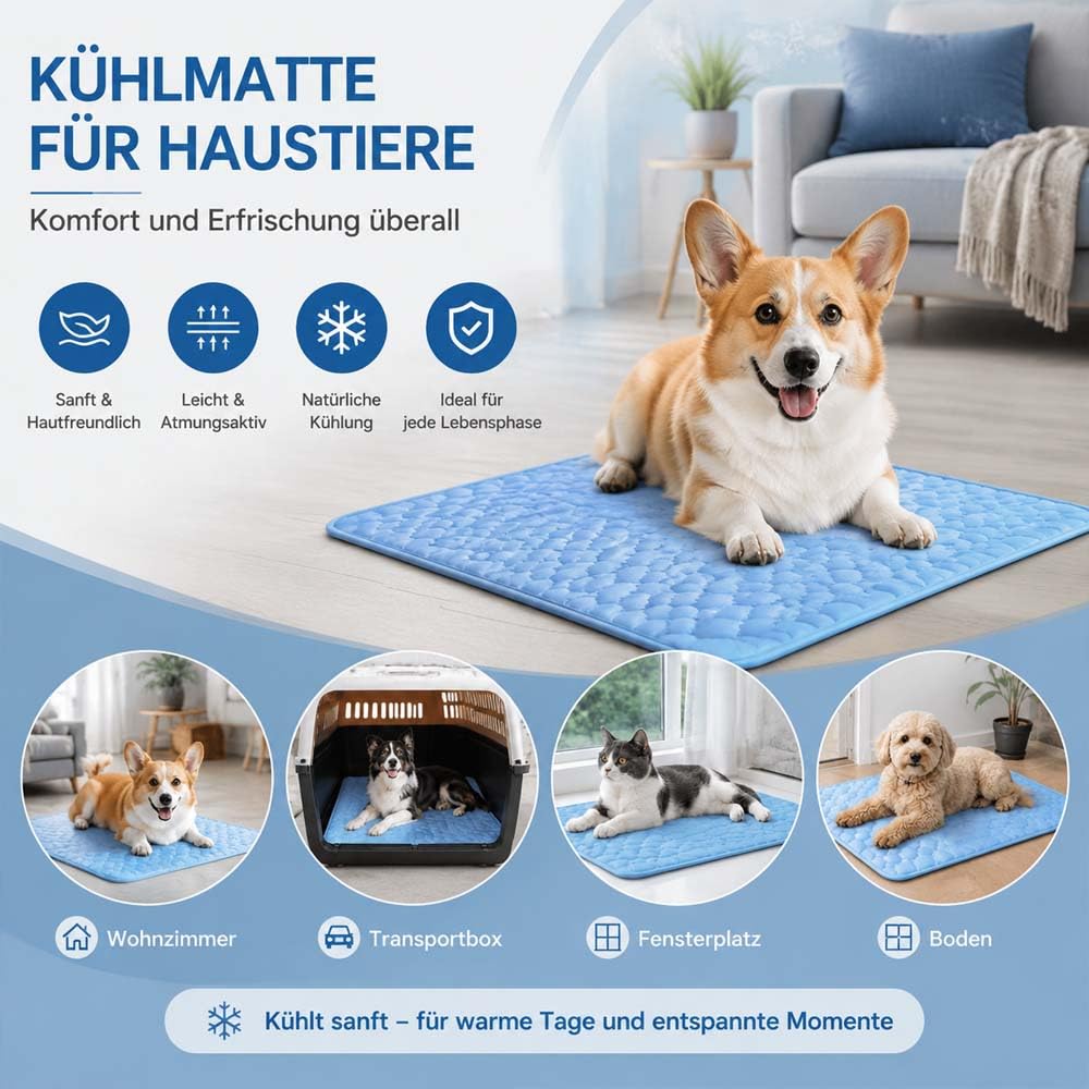 Leyof KüHlende Decke Hund,KüHlmatte Hund Katze Ohne GelfüLlung,Waschbar, Atmungsaktiv,KüHlkissen,Sommer, HeißEs Wetter FüR Zuhause Unterwegs Oder Im Auto (Rosa,150x100 cm)